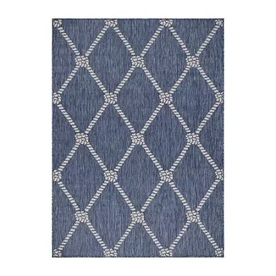 Lr Home Samantha Nautical Knot Indoor Outdoor Rectangular Area Rug In Blue