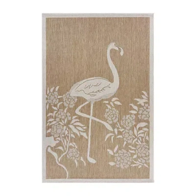 Lr Home Catherine Tropical Flamingo Indoor Outdoor Rectangular Area Rug In Neutral