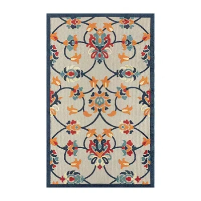 Lr Home Corazon Coastal Floral Filigree Indoor Outdoor Rectangular Area Rug In Multi
