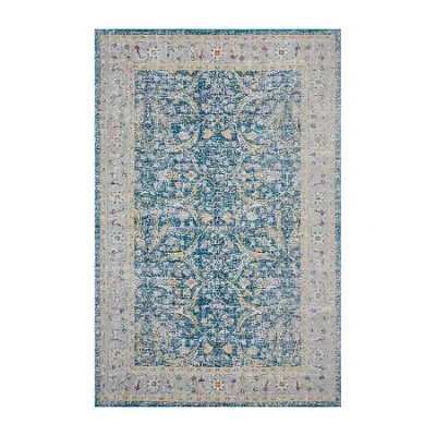 Lr Home Anica Bordered Floral Filigree Indoor Outdoor Rectangular Area Rug In Blue
