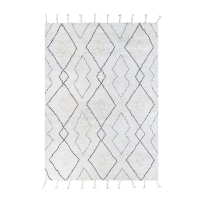 Couristan Sechin Abstract Hand Knotted Indoor Rectangular Accent Rug In White