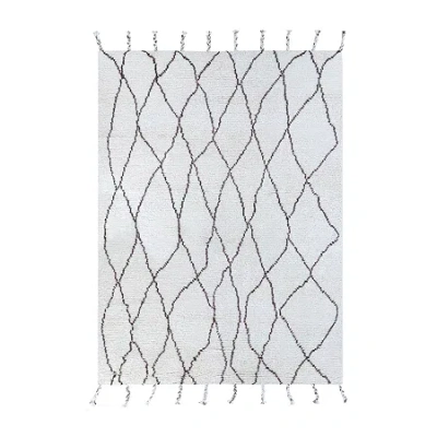 Couristan Misti Abstract Hand Knotted Indoor Rectangular Accent Rug In White