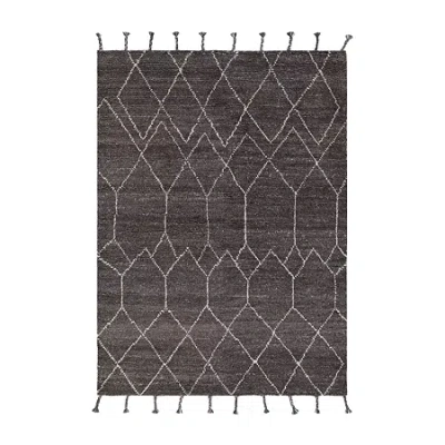 Couristan Machu Pichu Abstract Hand Knotted Indoor Rectangular Accent Rug In Black