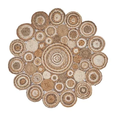 Lr Home Brynn Astra Dots Braided Stain Resistant Indoor Round Area Rug In Brown