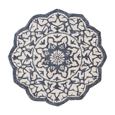 Lr Home Beatrice Myra Floral Hand Tufted 3'x3' Indoor Round Accent Rug In Blue