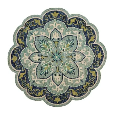 Lr Home Daisy Ann Floral Hand Tufted Indoor Round Area Rug In Blue