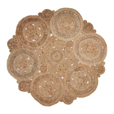 Lr Home Brynn Cas Geometric Braided Stain Resistant Indoor Round Area Rug In Brown