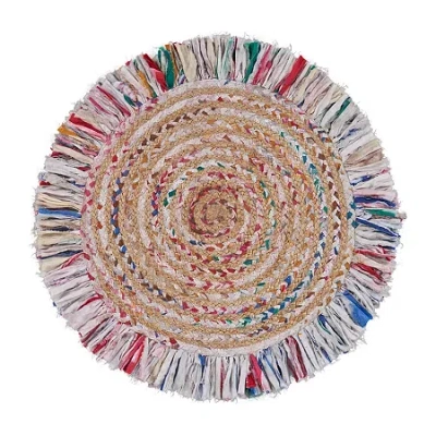 Lr Home Brynn Avril Bordered Braided Stain Resistant Indoor Round Area Rug In Multi