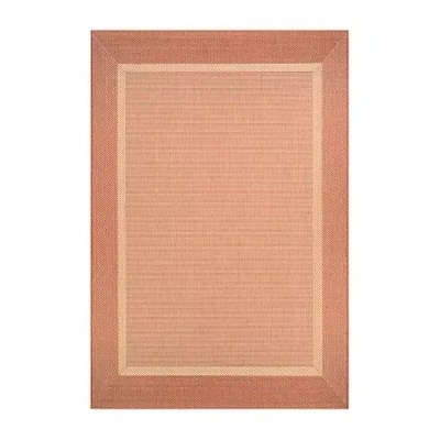 Couristan Stria Texture Bordered Indoor Outdoor Rectangular Area Rug In Orange
