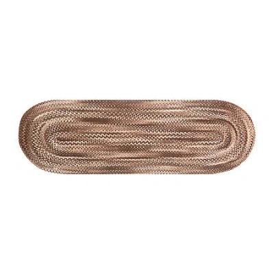 Better Trends Ombre Chenille Stripe Braided 2' X 6' Rectangular Runner In Brown