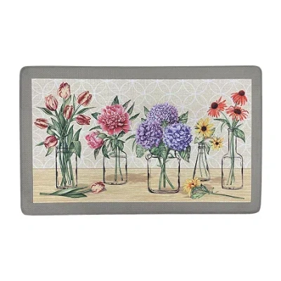 Achim Garden Blooms Anti Fatigue 18"x30" Kitchen Mat In Gray