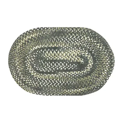 Better Trends Ombre Chenille Stripe Braided 5' X 7' Oval Area Rug In Green