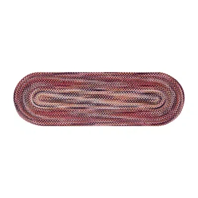 Better Trends Ombre Chenille Stripe Braided 2' X 6' Rectangular Runner In Red