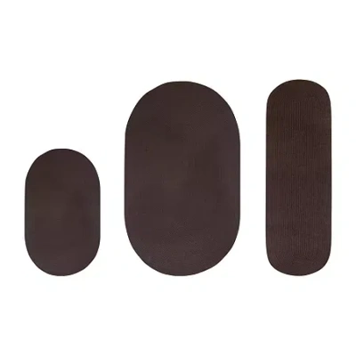 Better Trends Alpine Solid Braided 3 Pc Oval Rug Set In Brown