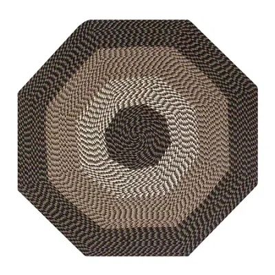 Better Trends Alpine Stripe Braided 4 X 4 Octagonal Accent Rug In Brown