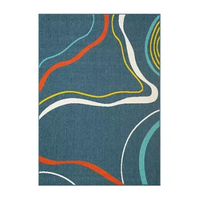 Lr Home Mapa Swirl Indoor Outdoor Rectangular Area Rug In Blue