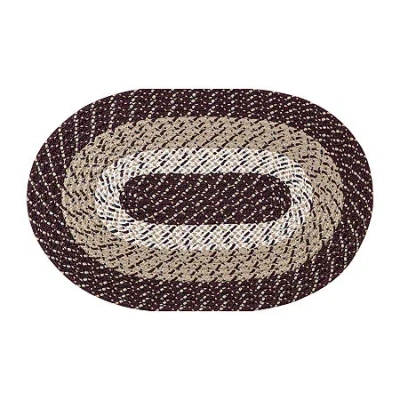 Better Trends Country Stripe Braided 4' X 6' Oval Area Rug In Red