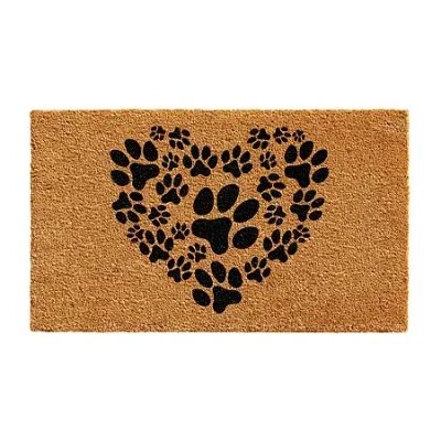Calloway Mills Heart Paws Outdoor Rectangular Doormat In Black