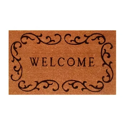 Calloway Mills Welcome Curlicue Outdoor Rectangular Doormat In Brown