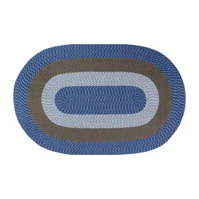 Better Trends Country Stripe Braided 4' X 6' Oval Area Rug In Blue