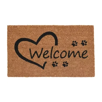 Calloway Mills Open Heart Paws Outdoor Rectangular Doormat In Brown