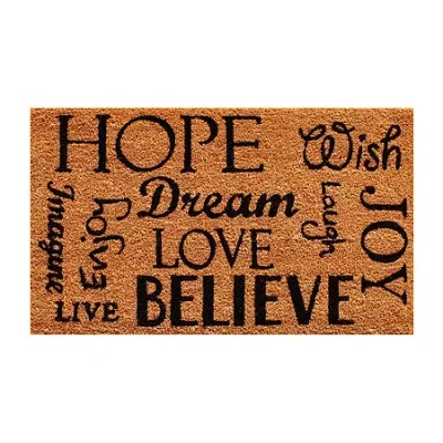 Calloway Mills Hope Dream Believe Outdoor Rectangular Doormat In Brown
