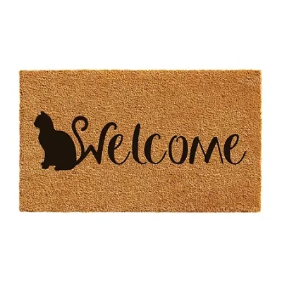 Calloway Mills Feline Welcome Outdoor Rectangular Doormat In Brown