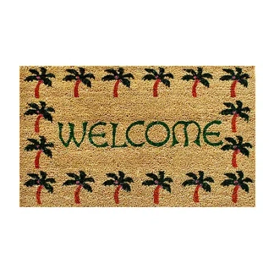 Calloway Mills Palm Tree Border Welcome Outdoor Rectangular Doormat In Multi