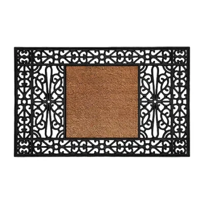Calloway Mills Duchess Monogram - Letter Np Outdoor Rectangular Doormat In Black