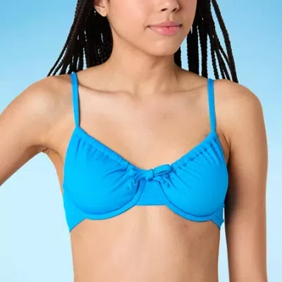 Forever 21 Womens Adjustable Straps Juniors Bralette Bikini Swimsuit Top In Blue