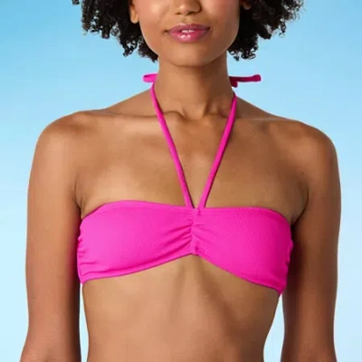 Forever 21 Womens Adjustable Straps Neon Juniors Bralette Bikini Swimsuit Top In Pink