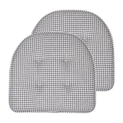 Sweet Home Collection Houndstooth Stitch U Shaped Memory Foam 17" X 16" Chair Cushions In Gray