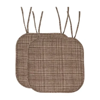 Sweet Home Collection Aria Memory Foam Non-slip Chair Cushion With Ties In Brown