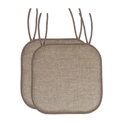 Sweet Home Collection Cameron Memory Foam No Slip Back 16" X 16" Chair Pad Cushion With Ties In Sand
