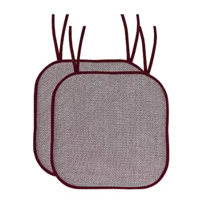 Sweet Home Collection Cameron Memory Foam No Slip Back 16" X 16" Chair Pad Cushion With Ties In Red