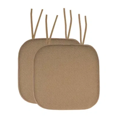 Sweet Home Collection Honeycomb Memory Foam Non-slip 16" X 16" Chair Cushion Pad With Ties In Brown