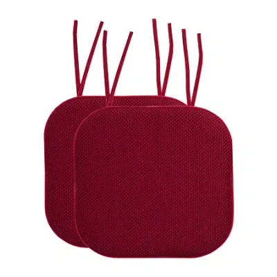 Sweet Home Collection Honeycomb Memory Foam Non-slip 16" X 16" Chair Cushion Pad With Ties In Red
