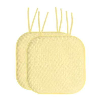 Sweet Home Collection Honeycomb Memory Foam Non-slip 16" X 16" Chair Cushion Pad With Ties In Yellow