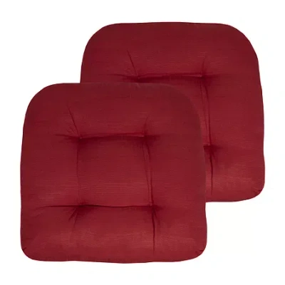 Sweet Home Collection Patio Cushions Indoor/outdoor Reversible Chair Pads Tufted 19" X 19" In Red