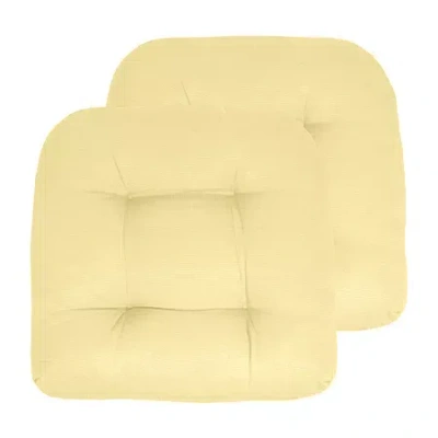 Sweet Home Collection Patio Cushions Indoor/outdoor Reversible Chair Pads Tufted 19" X 19" In Yellow