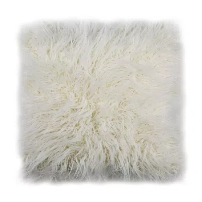 Safavieh Faux Flokati Square Throw Pillow In White