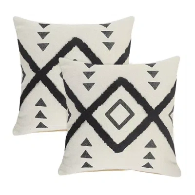 Lr Home Abel Dia Set 2 Square Throw Pillow In White