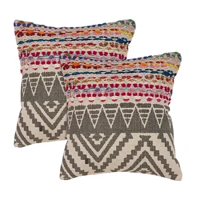 Lr Home Fin Chev Set 2 Square Throw Pillow In Multi