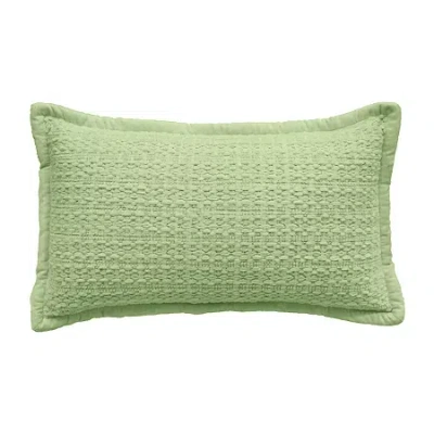 Vibhsa Honeycomb Handwoven Textured Pillow In Green