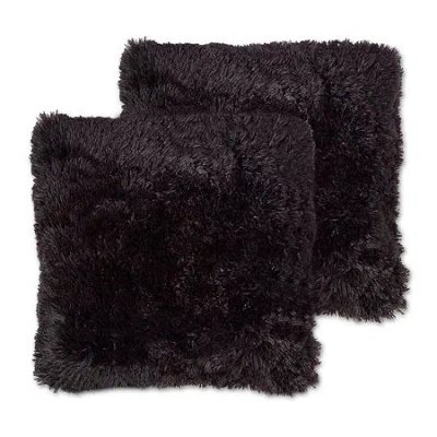 Sweet Home Collection Very Soft & Comfy Plush Long Faux Fur 18" X 18" Throw Pillows 2 Pack In Black