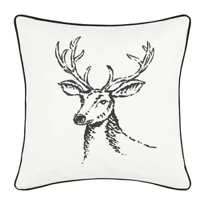 Eddie Bauer Winter Morning Stag Square Throw Pillow In Black