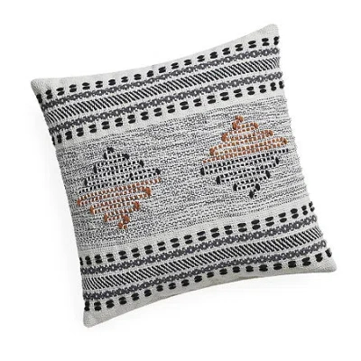 Blue Loom Indie Square Throw Pillow In White