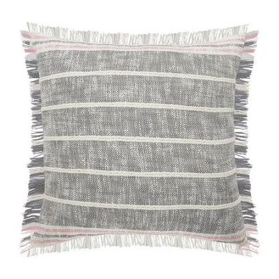Lr Home Rose Stripe Square Throw Pillow In Gray