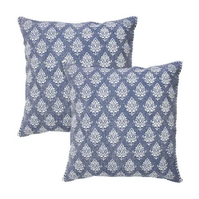 Lr Home Ara Border Set Square Throw Pillow In Blue
