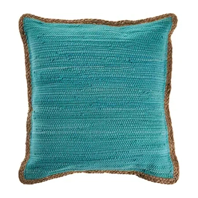 Lr Home Abeje Bordered Square Throw Pillow In Blue